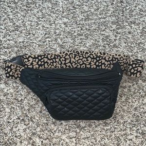 Black cheetah fanny pack